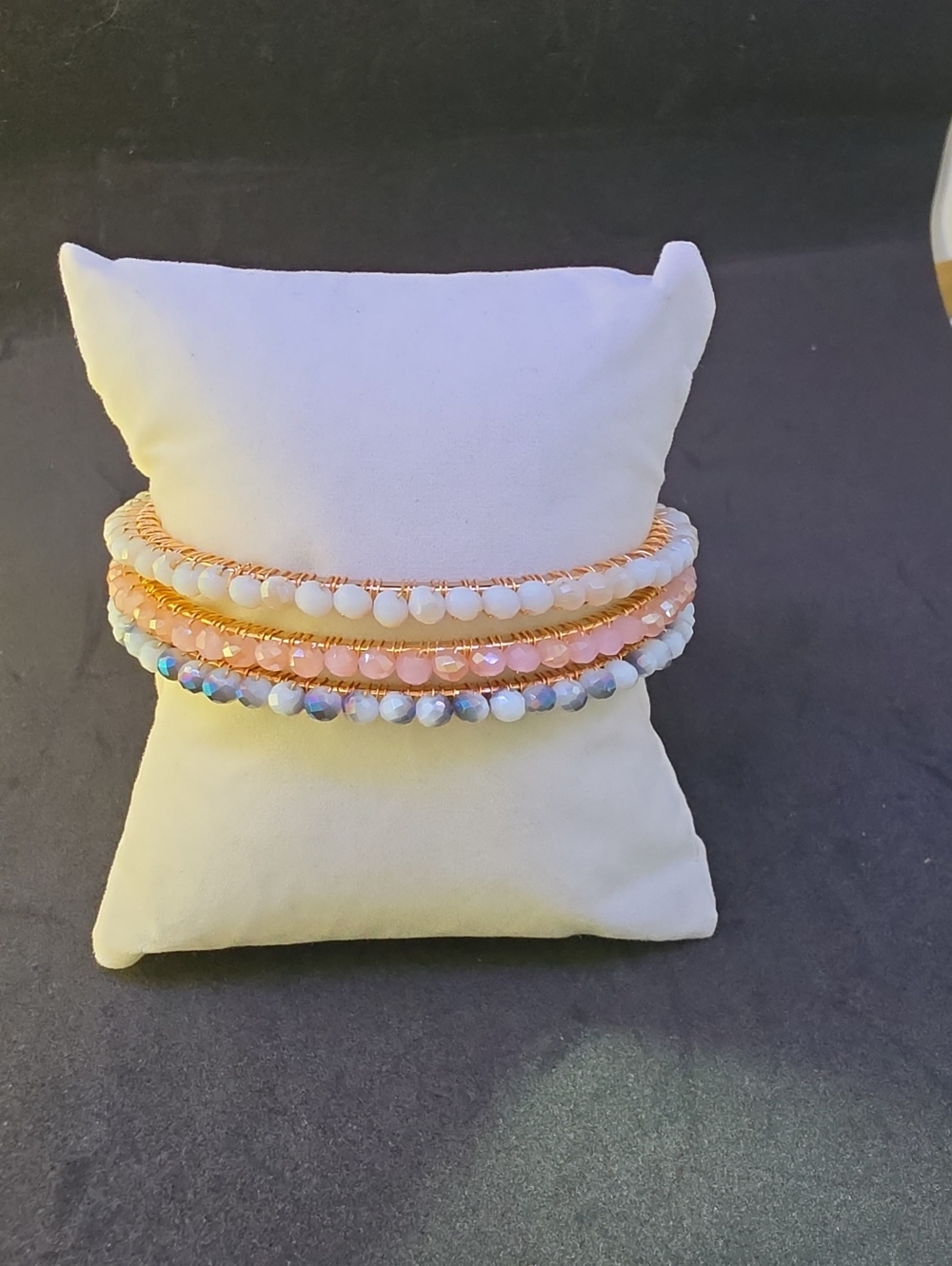Stackable Rose Gold and Pastel Bead Bracelet Set - Women Jewelry